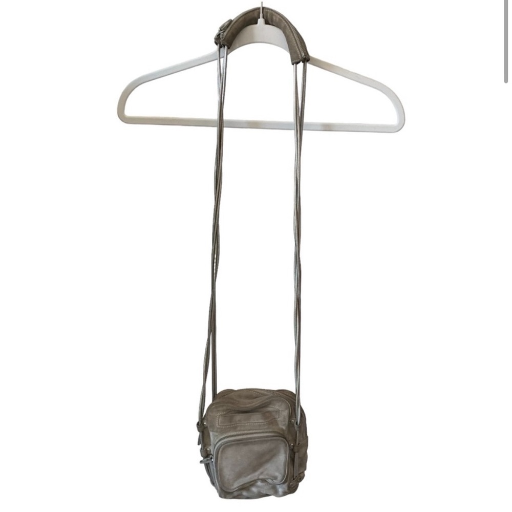 ALEXANDER WANG "Brenda" Taupe Suede Leather Mini Chain Camera Crossbody Bag